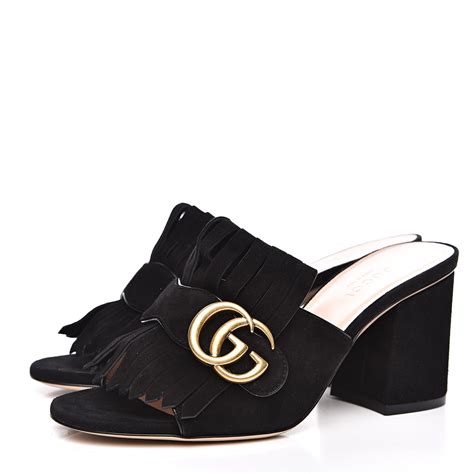 gucci marmont heel suede|gucci marmont fringe.